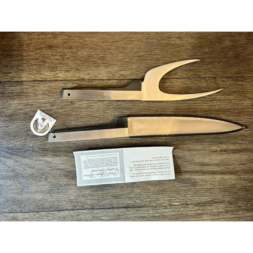 Vtg Vernon Company Vernco Black Angus Hand Honed Stainless Steel Knife Set Japan